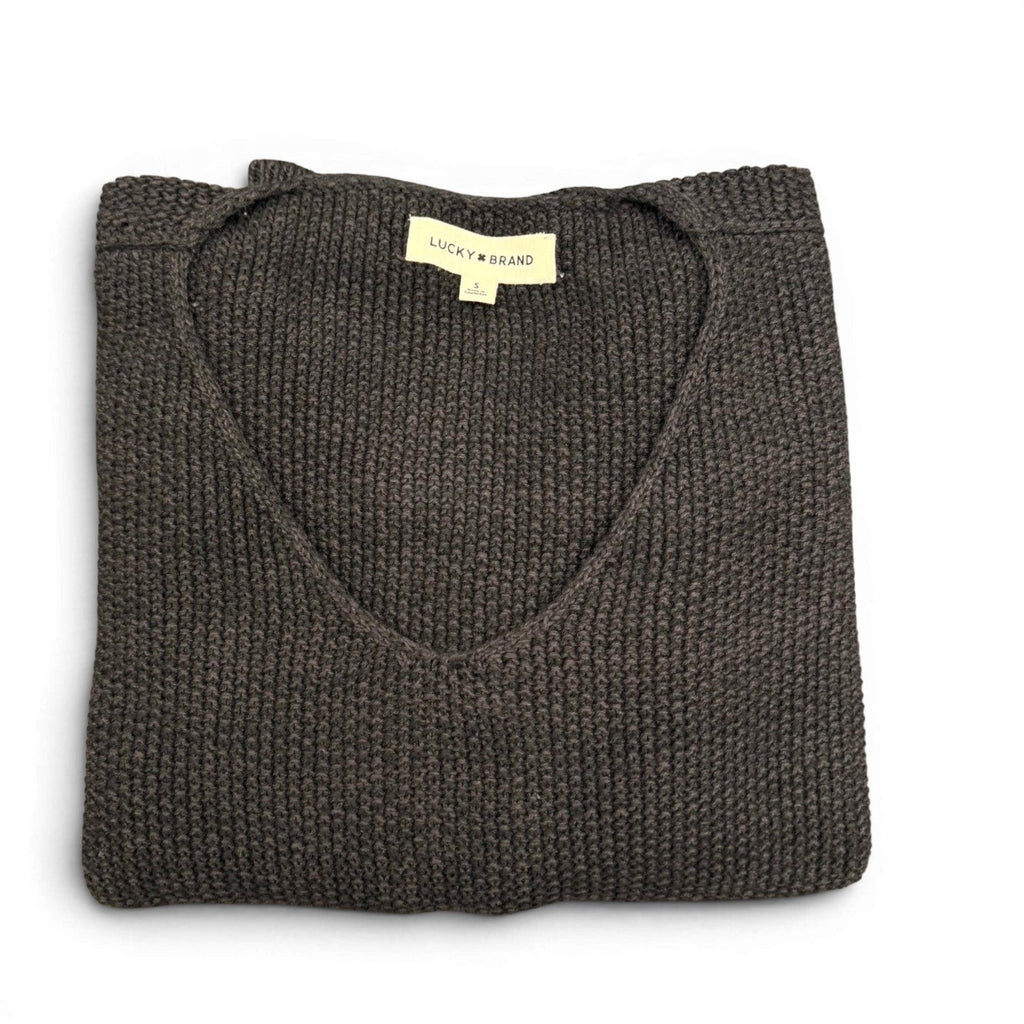 [7WP5056-001] WOMENS LUCKY BRAND SPRING WEIGHT V NECK PULLOVER - BLACK COMBO