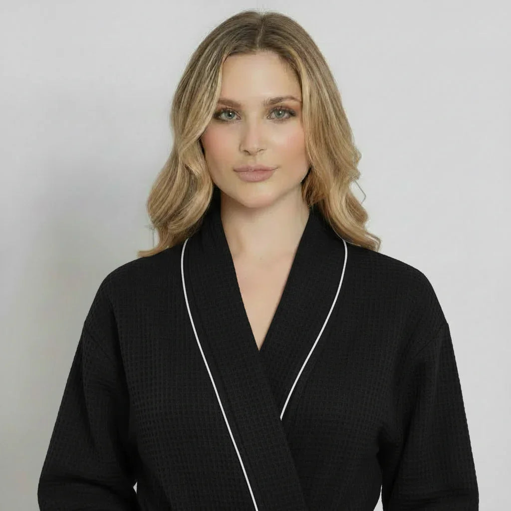 Knee-Length Waffle Robe for Women